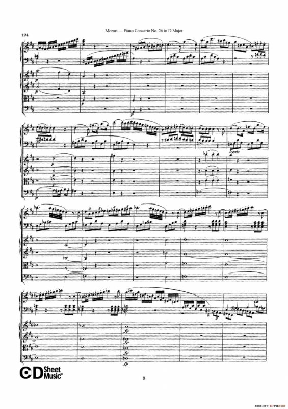 Piano Concerto No.26 in D Major K.537（D大调第二十六钢琴协奏曲总谱）