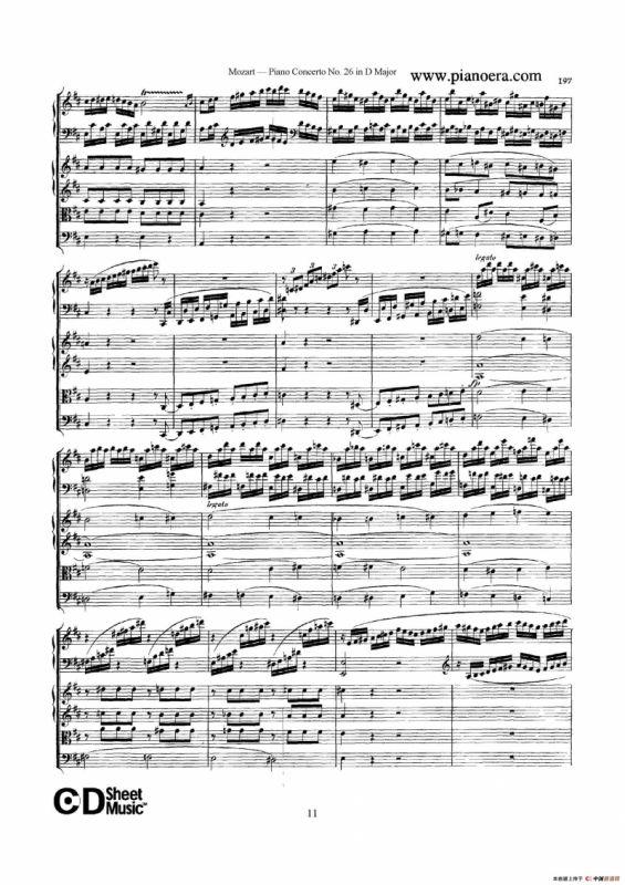 Piano Concerto No.26 in D Major K.537（D大调第二十六钢琴协奏曲总谱）