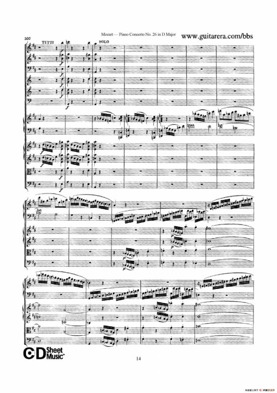 Piano Concerto No.26 in D Major K.537（D大调第二十六钢琴协奏曲总谱）