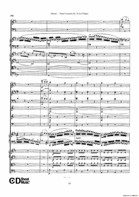 Piano Concerto No.26 in D Major K.537（D大调第二十六钢琴协奏曲总谱）