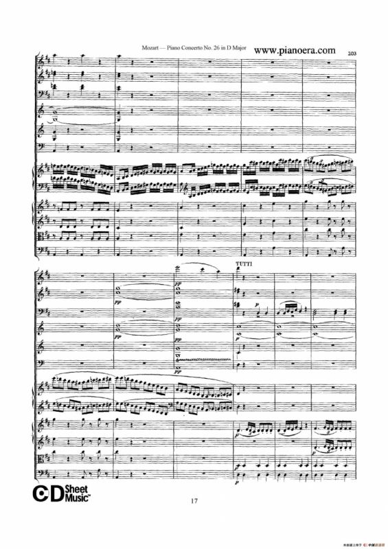 Piano Concerto No.26 in D Major K.537（D大调第二十六钢琴协奏曲总谱）