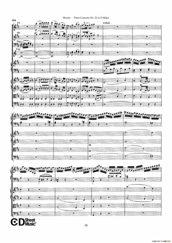 Piano Concerto No.26 in D Major K.537（D大调第二十六钢琴协奏曲总谱）
