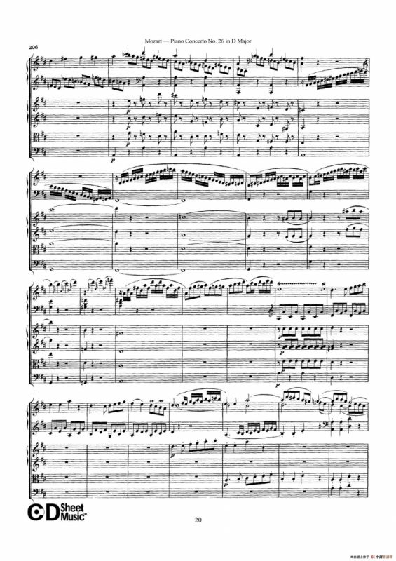 Piano Concerto No.26 in D Major K.537（D大调第二十六钢琴协奏曲总谱）