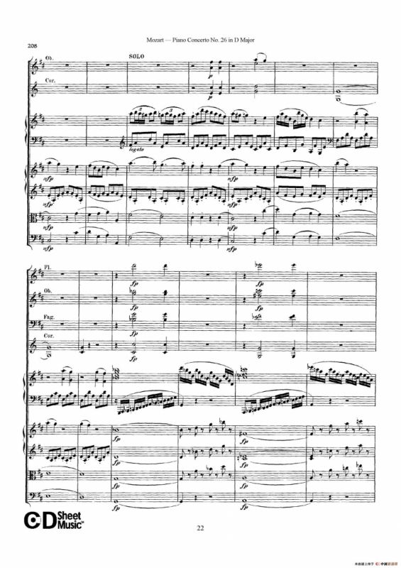Piano Concerto No.26 in D Major K.537（D大调第二十六钢琴协奏曲总谱）