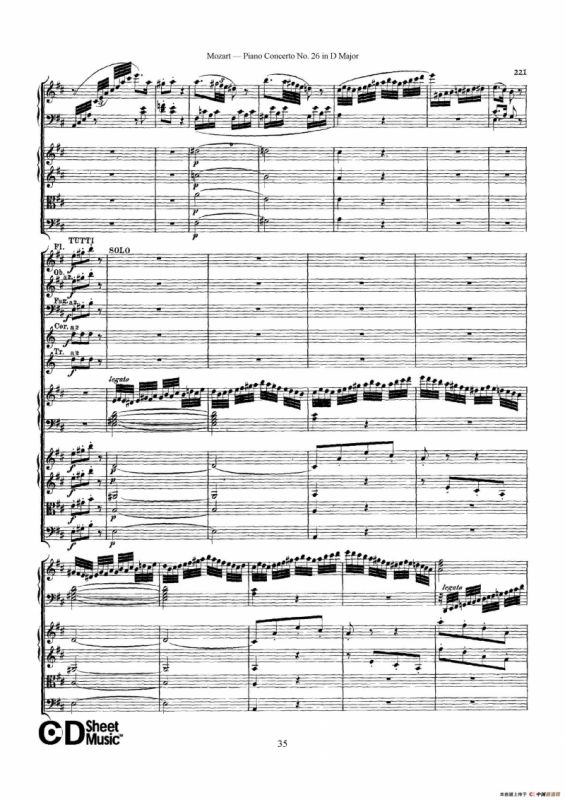 Piano Concerto No.26 in D Major K.537（D大调第二十六钢琴协奏曲总谱）