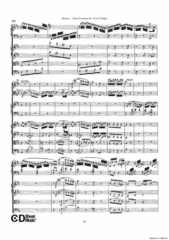 Piano Concerto No.26 in D Major K.537（D大调第二十六钢琴协奏曲总谱）