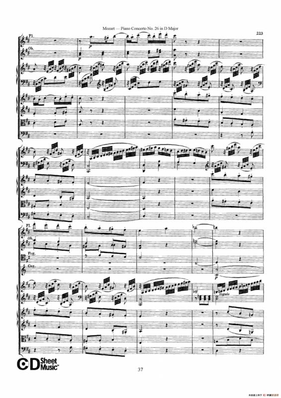 Piano Concerto No.26 in D Major K.537（D大调第二十六钢琴协奏曲总谱）