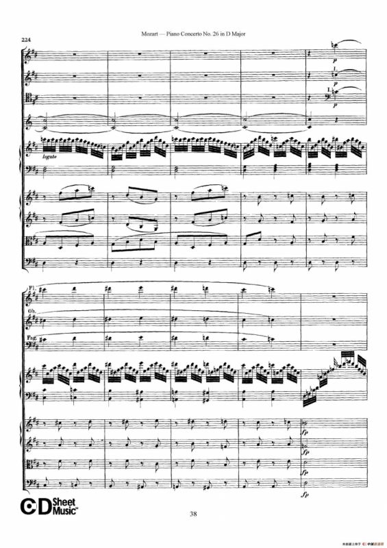 Piano Concerto No.26 in D Major K.537（D大调第二十六钢琴协奏曲总谱）