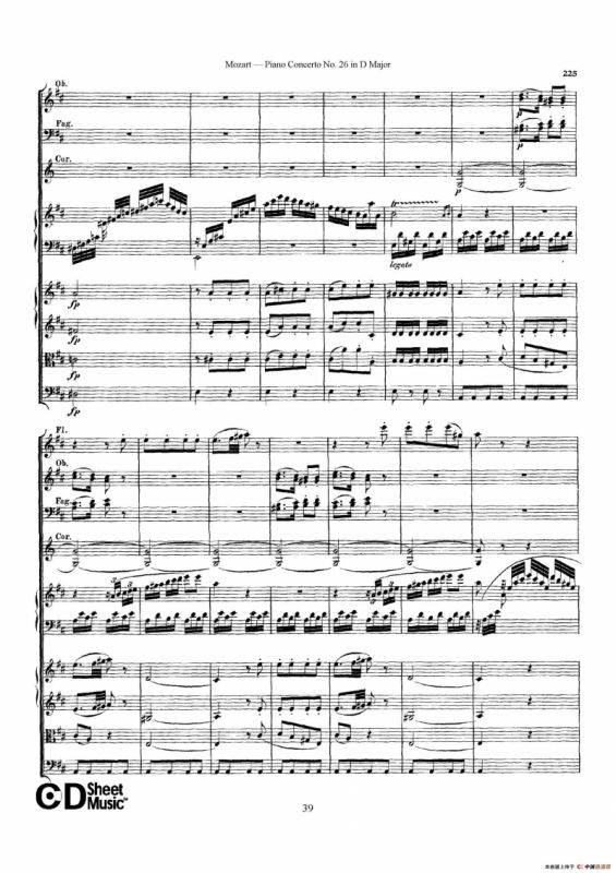 Piano Concerto No.26 in D Major K.537（D大调第二十六钢琴协奏曲总谱）