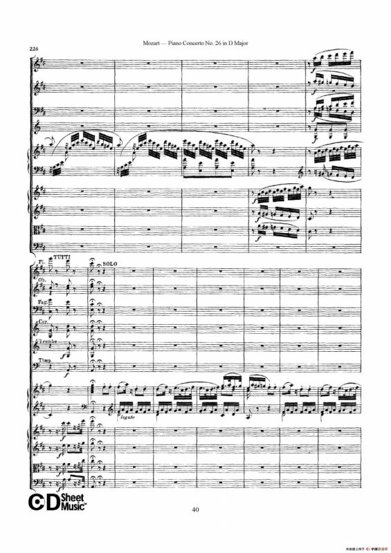 Piano Concerto No.26 in D Major K.537（D大调第二十六钢琴协奏曲总谱）