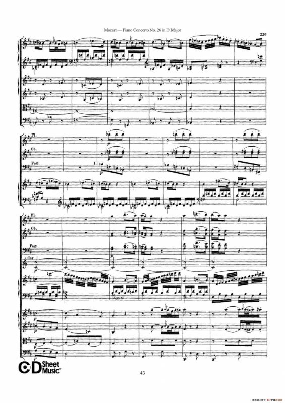 Piano Concerto No.26 in D Major K.537（D大调第二十六钢琴协奏曲总谱）