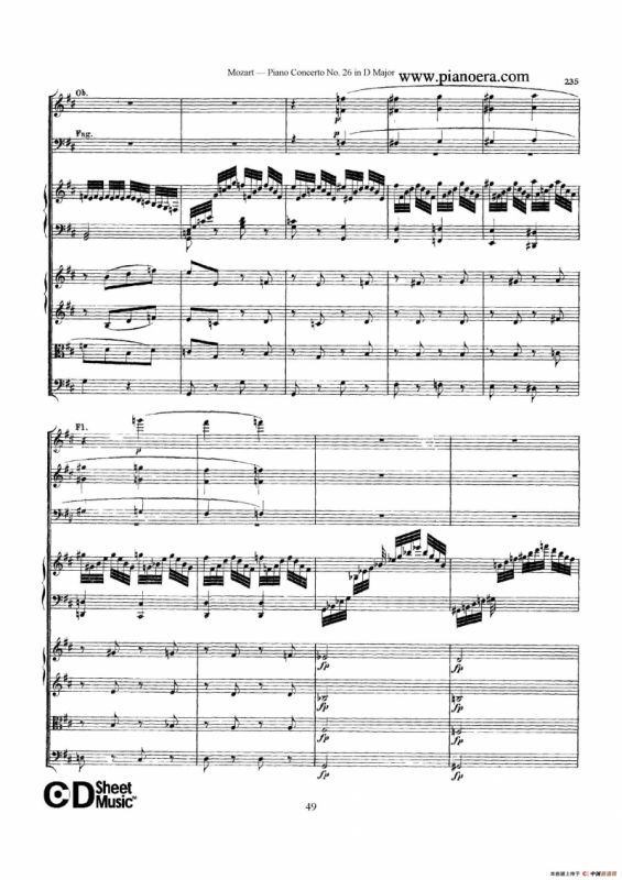 Piano Concerto No.26 in D Major K.537（D大调第二十六钢琴协奏曲总谱）