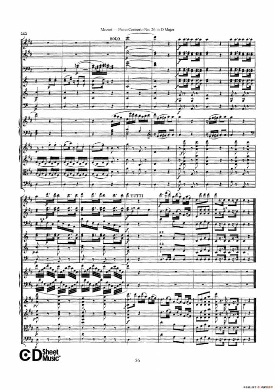Piano Concerto No.26 in D Major K.537（D大调第二十六钢琴协奏曲总谱）
