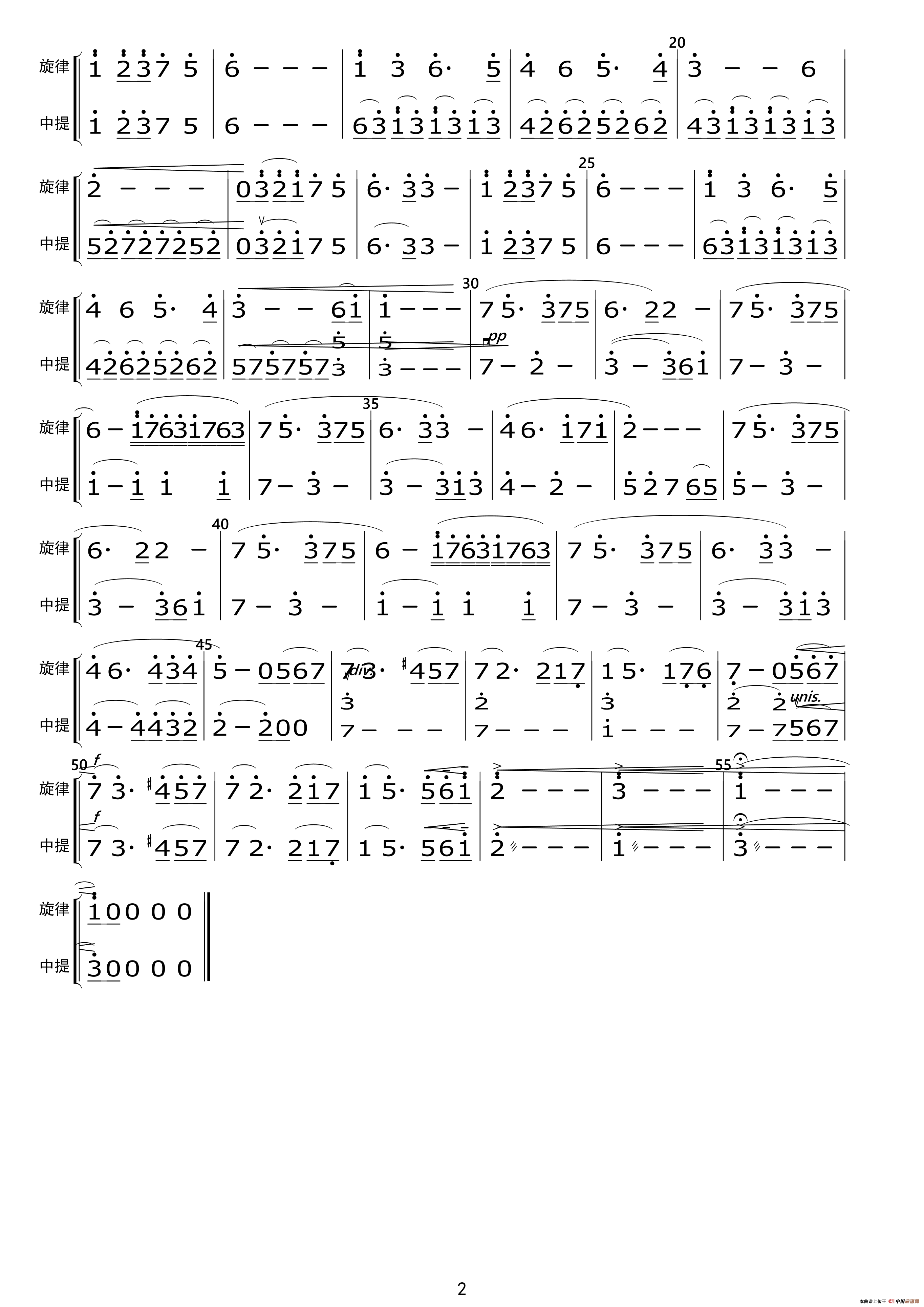 关峡：第一交响曲（简谱节选）