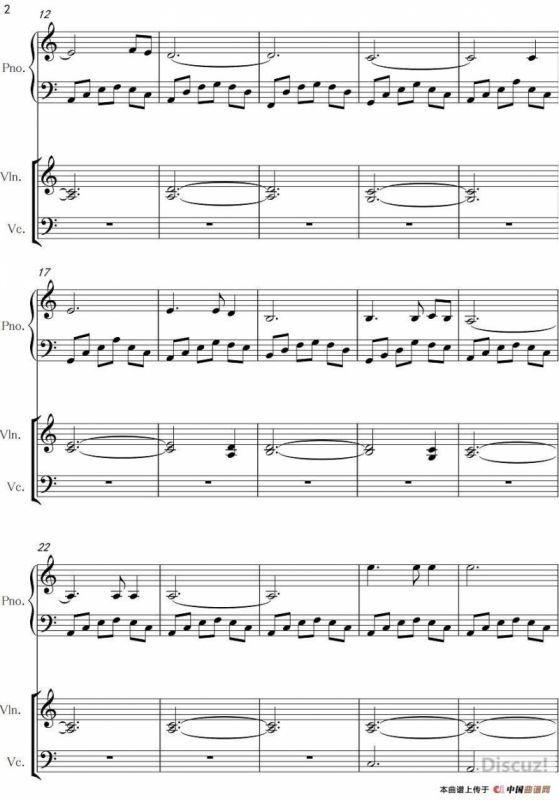 A小调浪漫曲（钢琴+小提琴+大提琴）