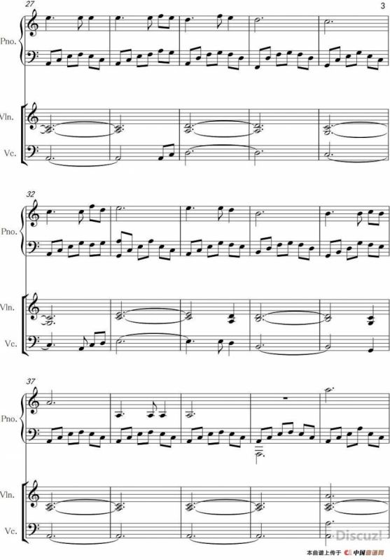 A小调浪漫曲（钢琴+小提琴+大提琴）