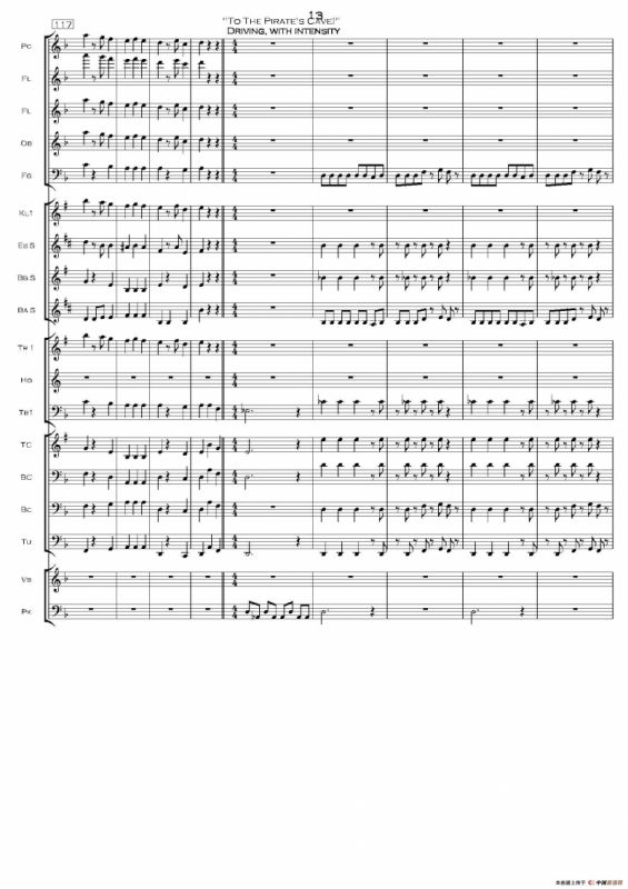 加勒比海盗交响组曲（PIRATES OF THE CARIBBEAN）（交响总谱）