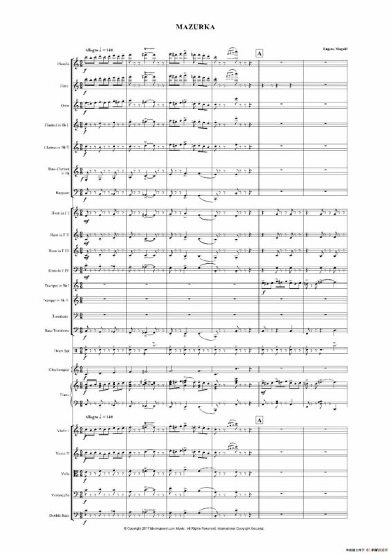 《来自皇室的舞蹈》管弦乐套曲：3.MAZURKA（玛祖卡）（总谱）
