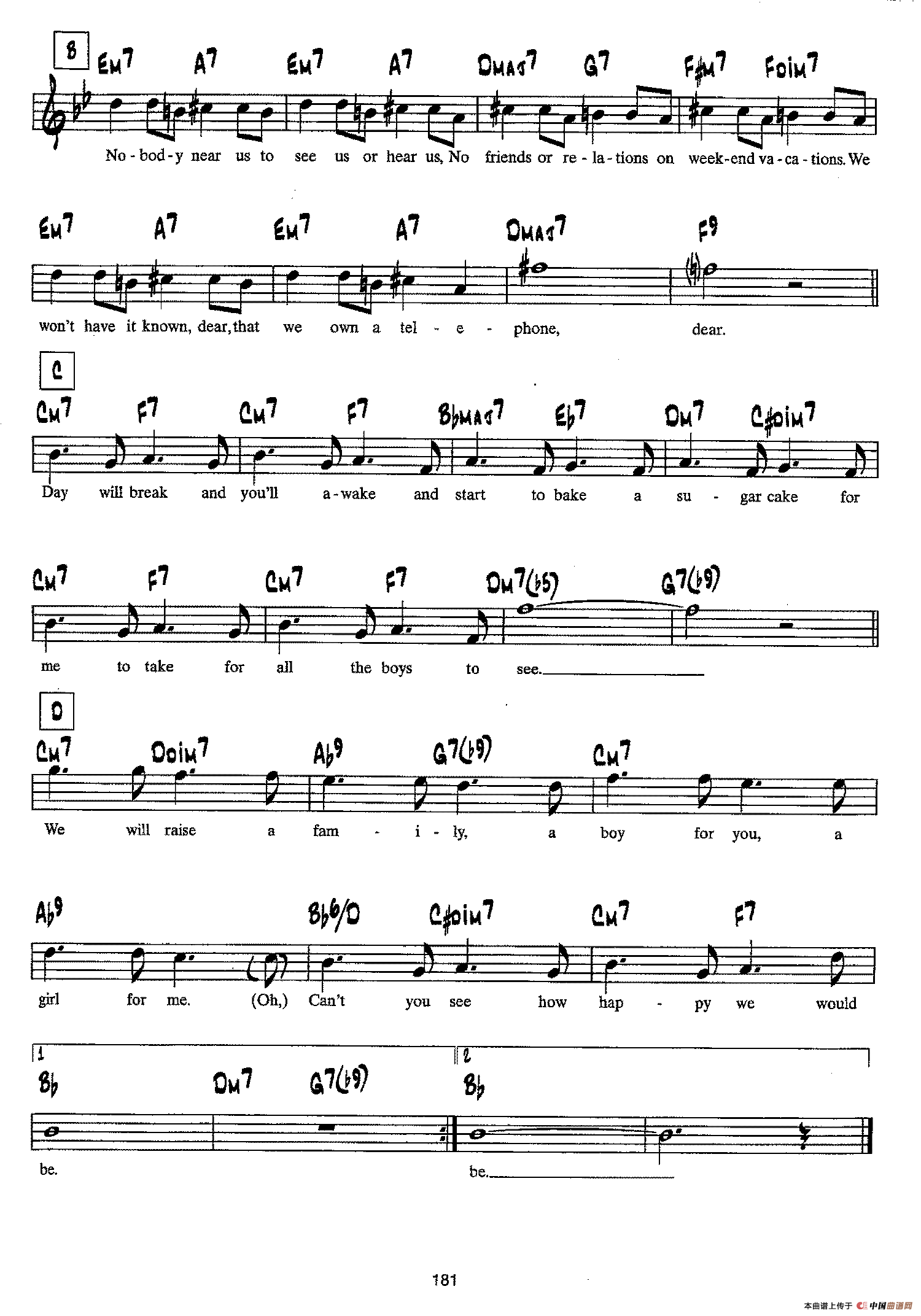 降B爵士乐谱：TEA FOR TWO