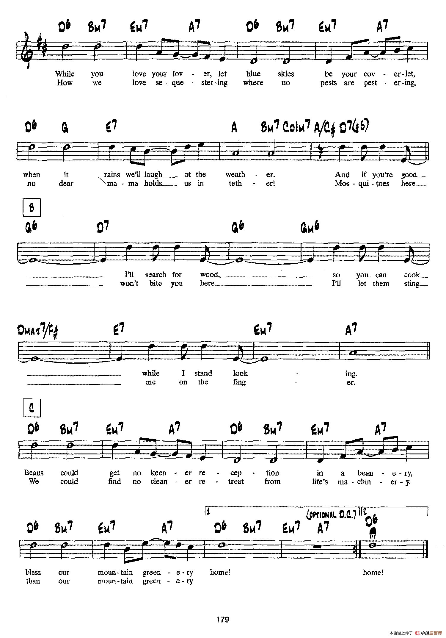 降B爵士乐谱：MOUNTAIN GREENERY