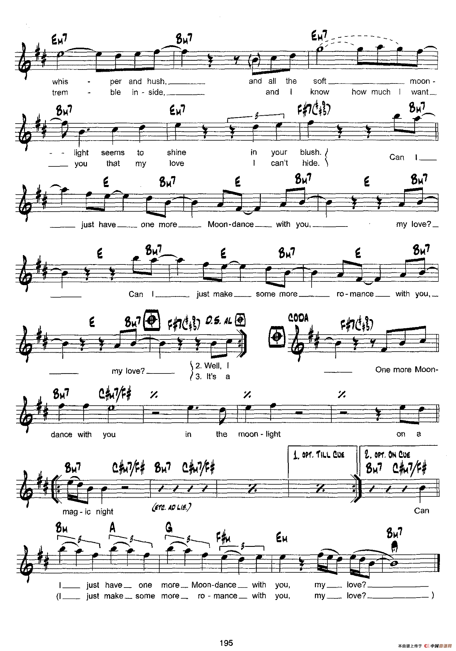 降B爵士乐谱：MOONDANCE