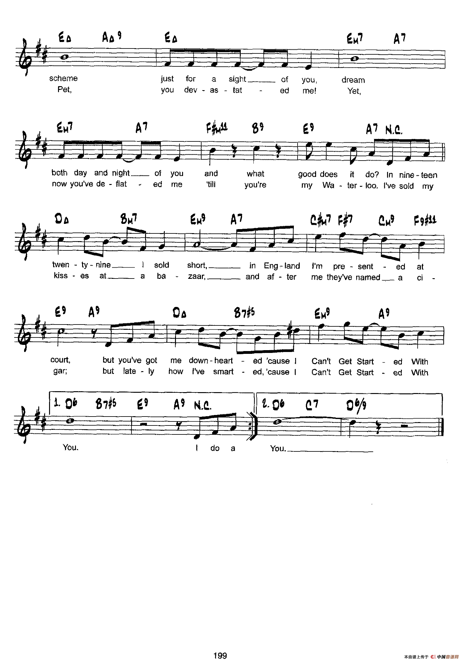 降B爵士乐谱：I CANT GET STARTED