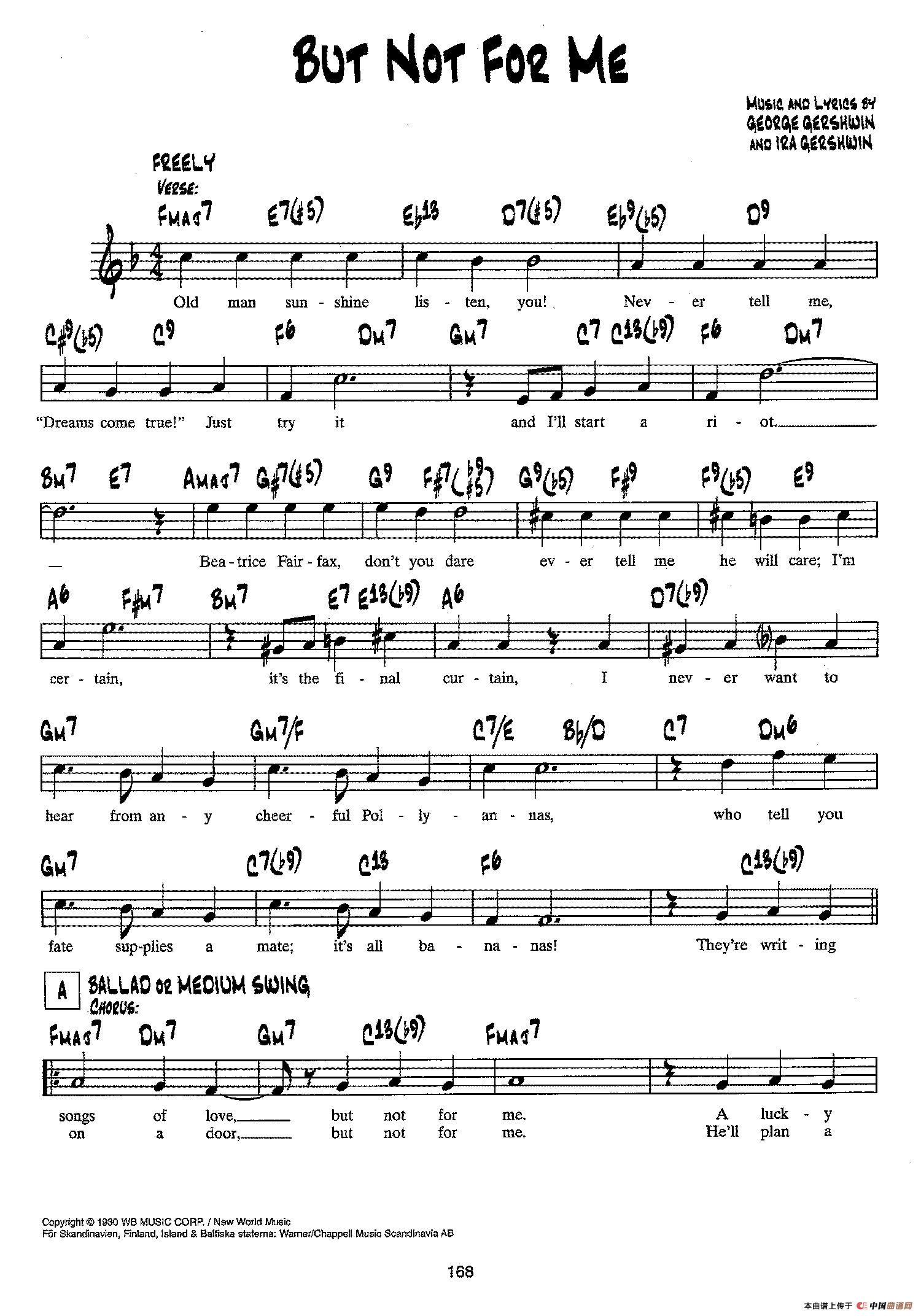 降B爵士乐谱：BUT NOT FOR ME