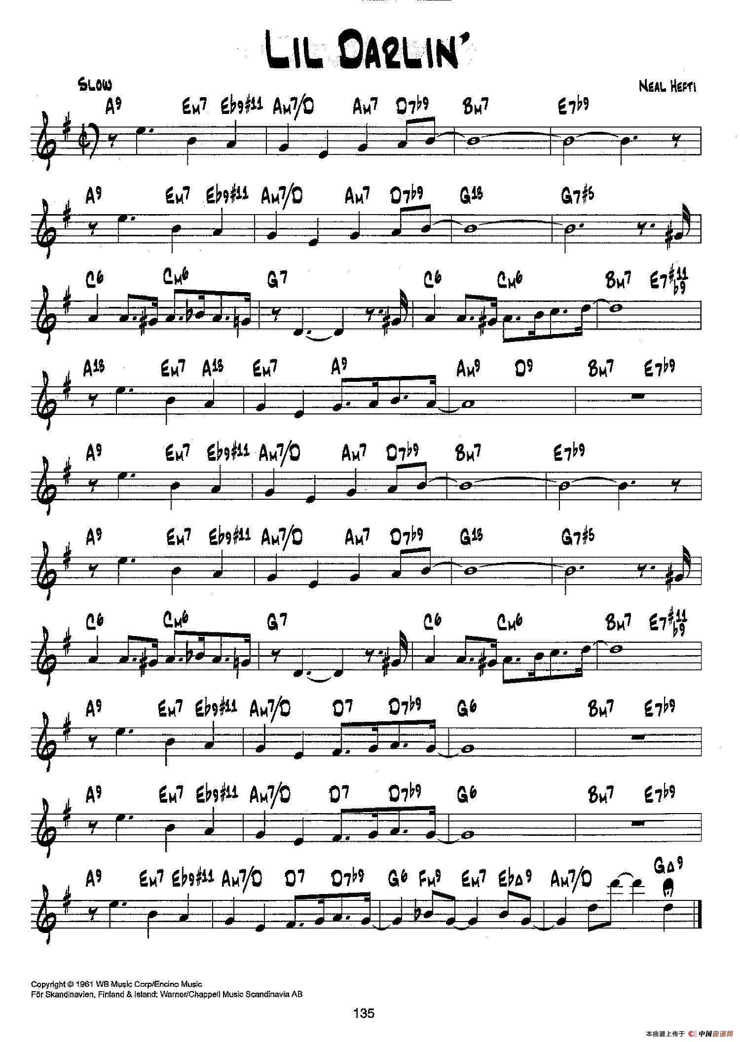 降B爵士乐谱：LIL DARLIN