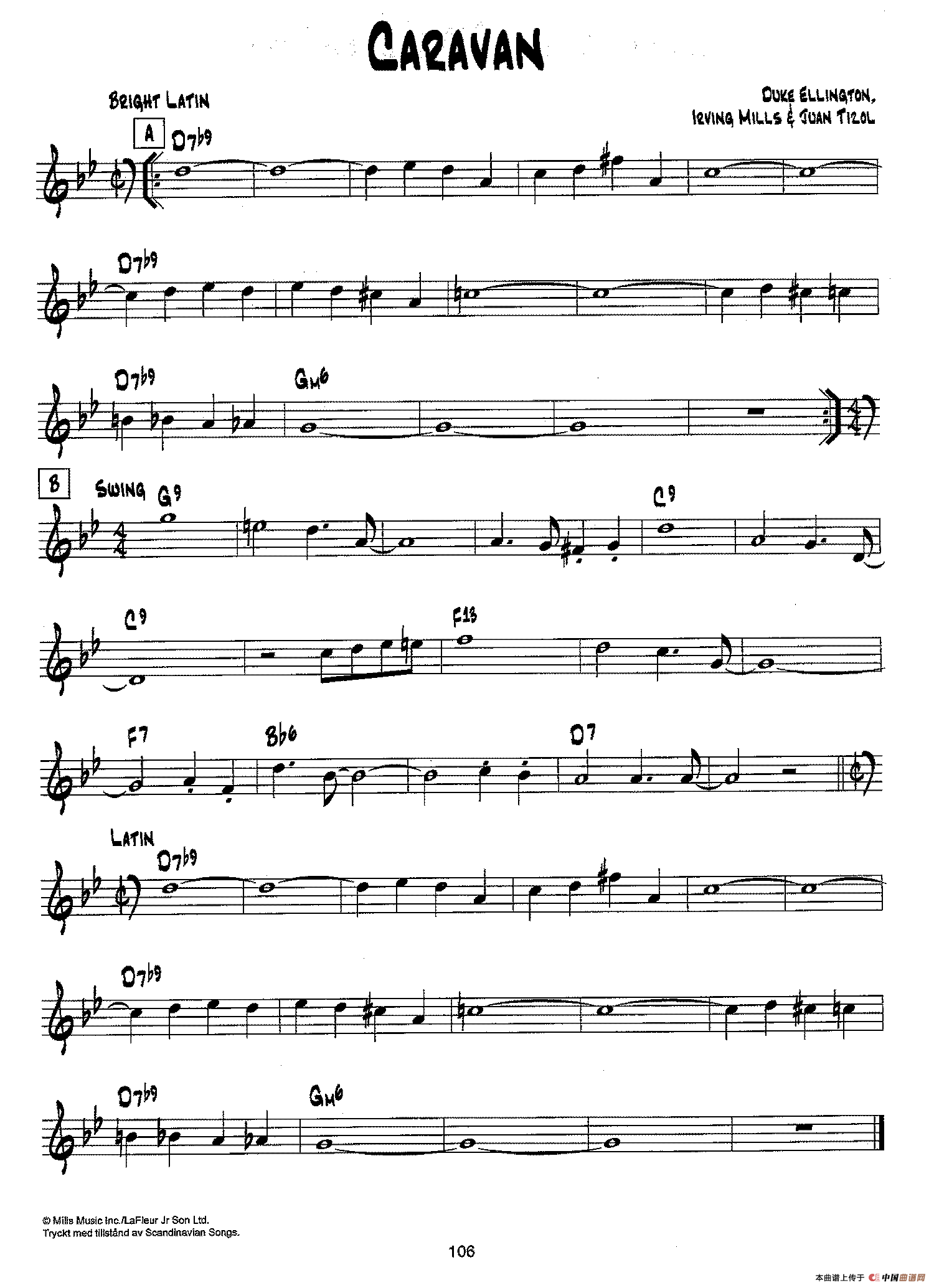 降B爵士乐谱：CARAVAN