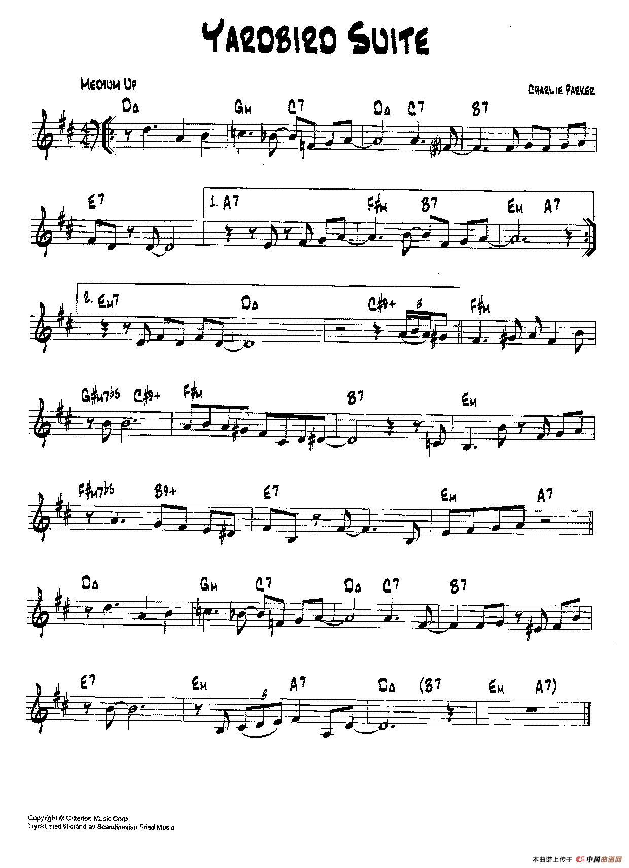 降B爵士乐谱：YARDBIRD SUITE