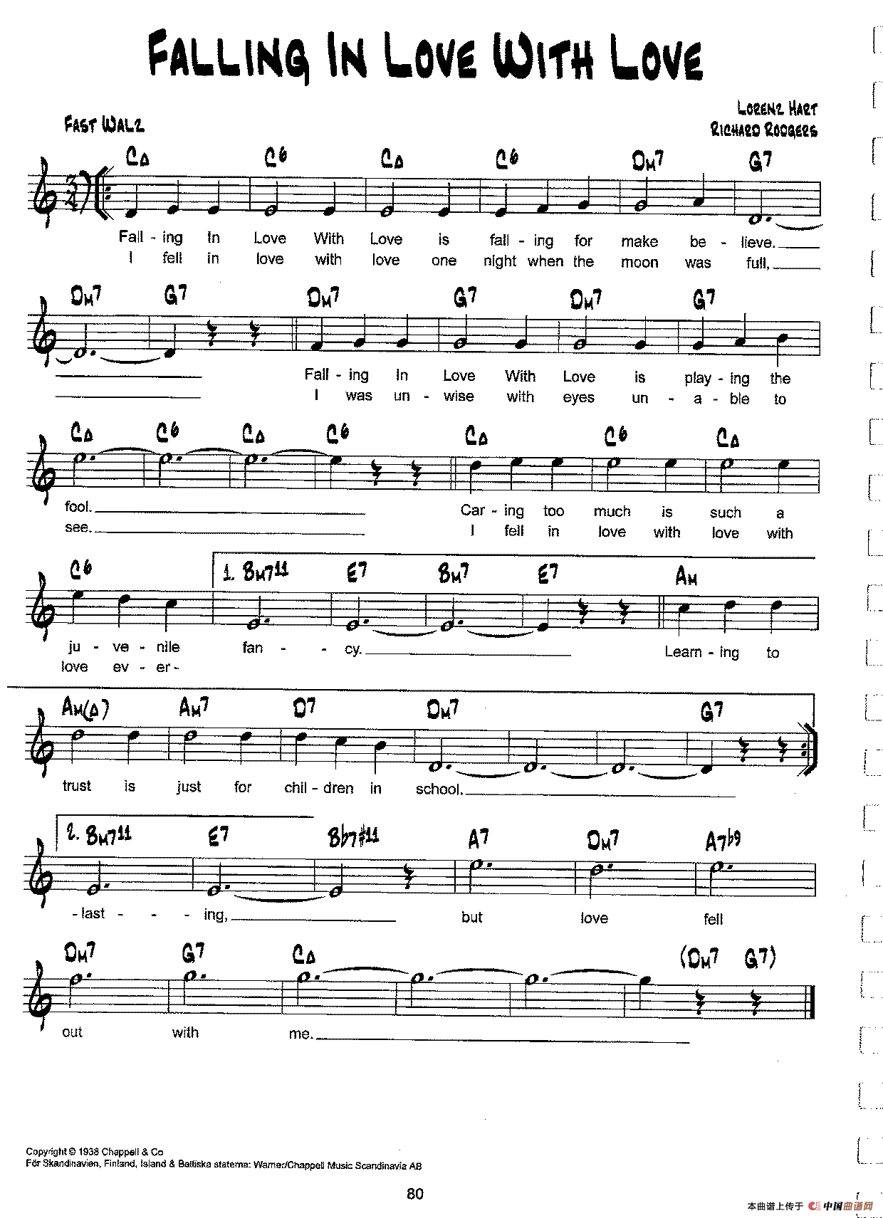 降B爵士乐谱：FALLING IN LOVE WITH LOVE