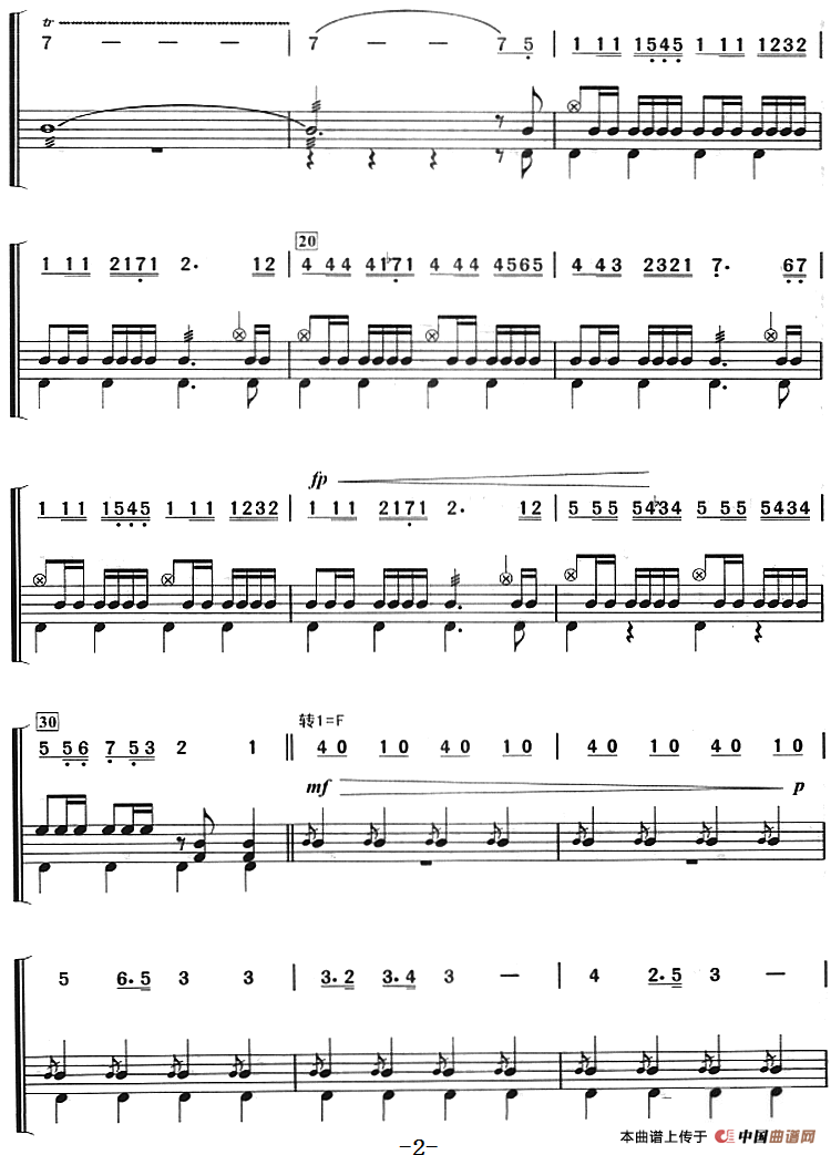 《卡门》序曲（架子鼓、主旋律+鼓谱）