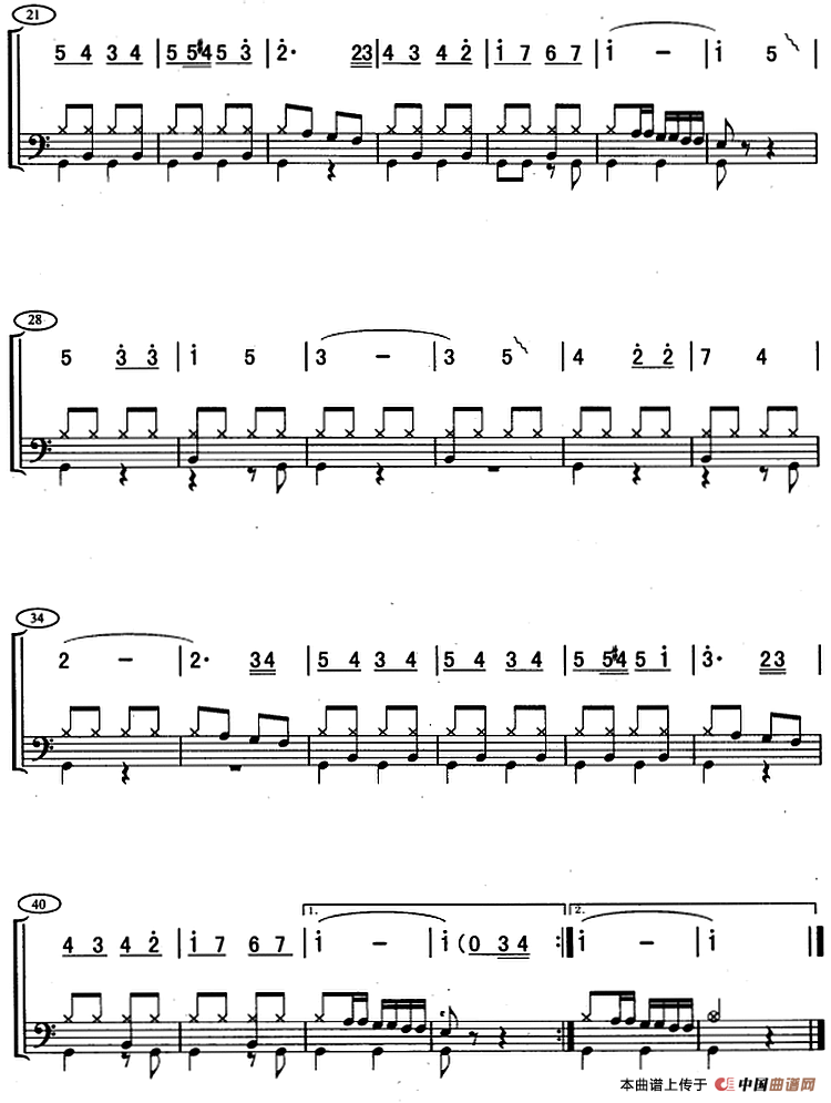 蓝精灵之歌（架子鼓、主旋律+鼓谱）