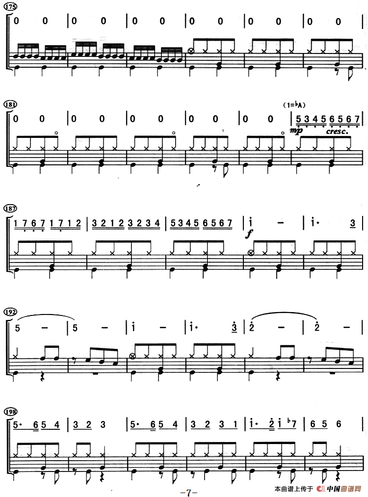 黄河的吼声（架子鼓、主旋律+鼓谱）