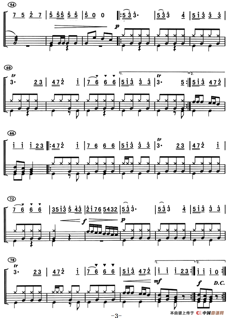 拉德斯基进行曲（架子鼓、主旋律+鼓谱）