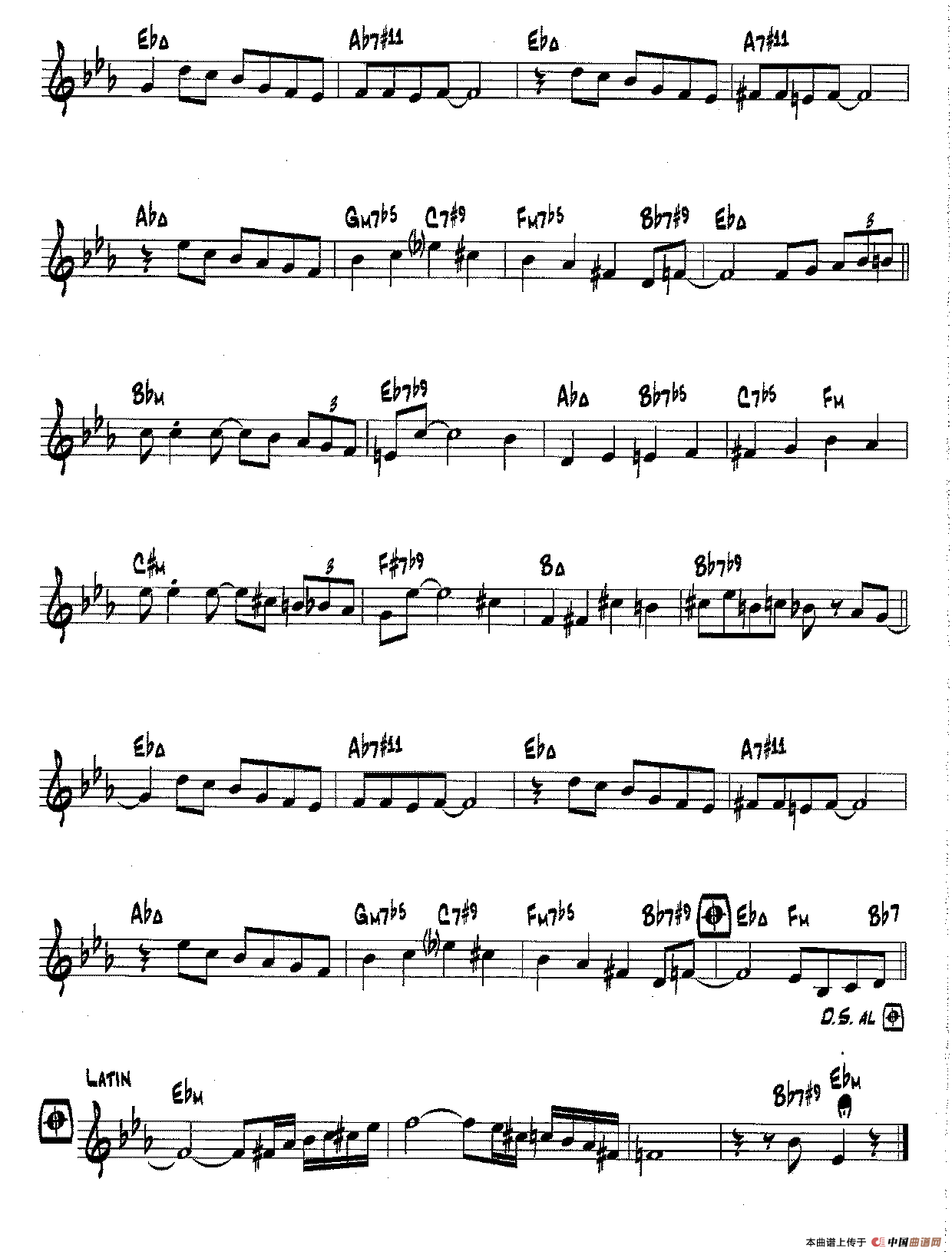 降B爵士乐谱：ECAROH