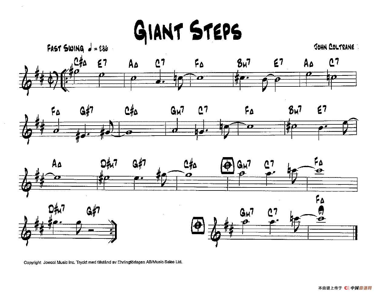降B爵士乐谱：GIANT STEPS