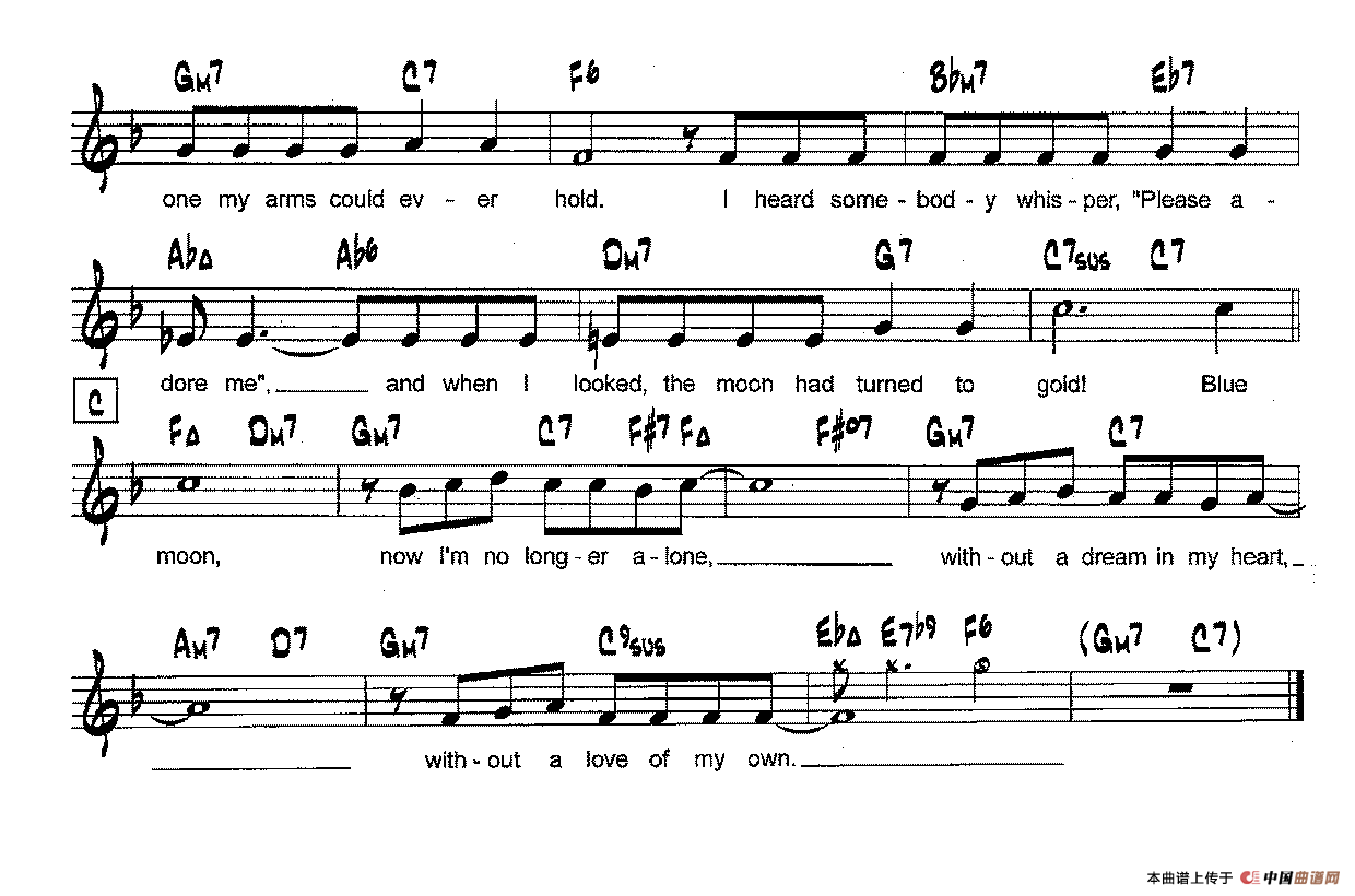 降B爵士乐谱：BLUE MOON