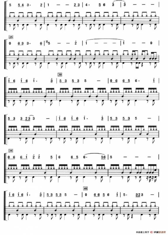 蓝蓝的夜，蓝蓝的梦（架子鼓、简谱+鼓谱）