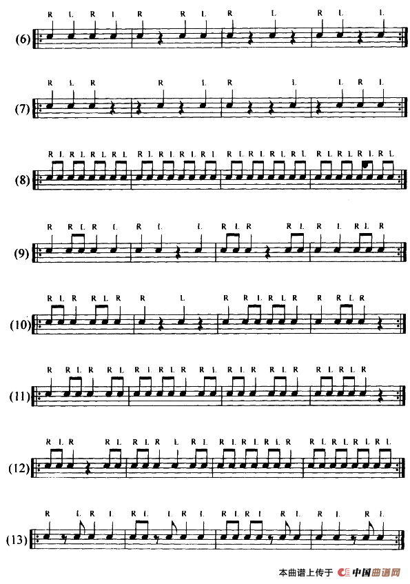 30条架子鼓小鼓的基本功练习