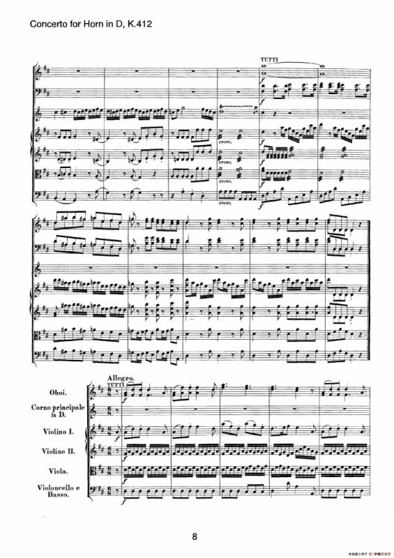Concerto for Horn in D，K.412（D大调第一圆号协奏曲K412号作品）