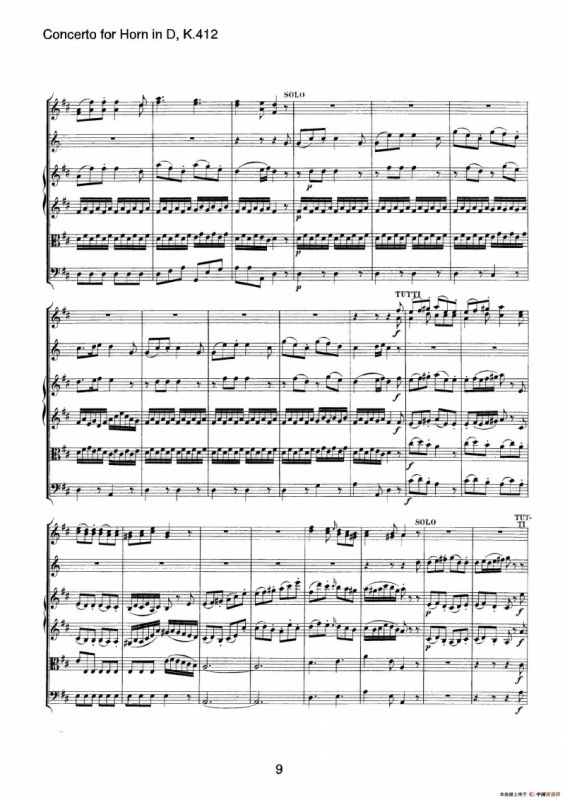Concerto for Horn in D，K.412（D大调第一圆号协奏曲K412号作品）