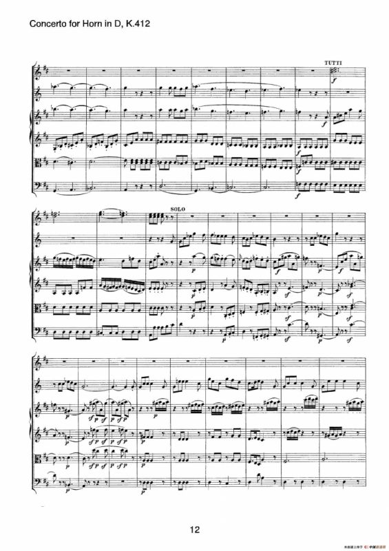 Concerto for Horn in D，K.412（D大调第一圆号协奏曲K412号作品）