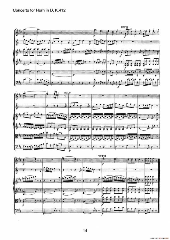 Concerto for Horn in D，K.412（D大调第一圆号协奏曲K412号作品）