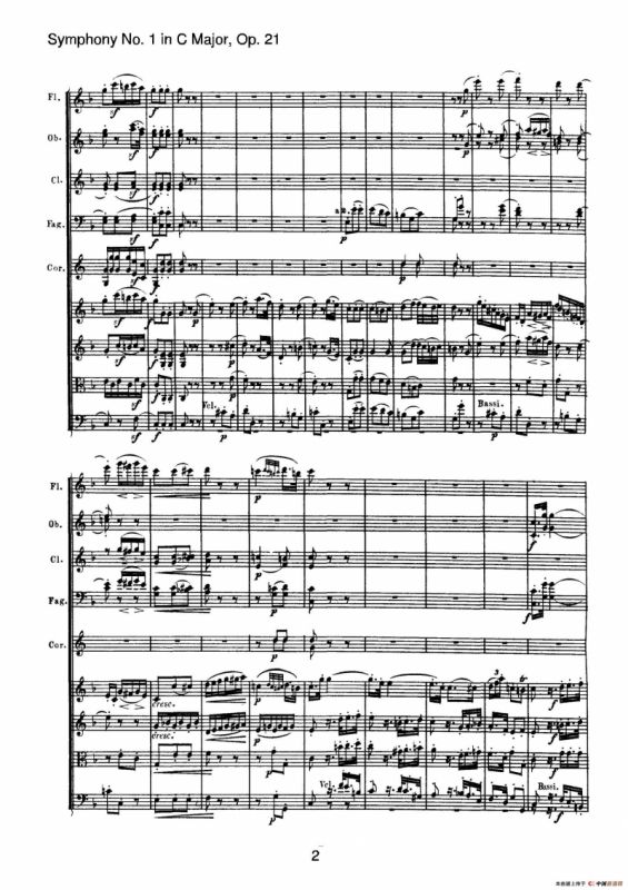 Symphony No.1 in C Major Op.21（Ⅱ）（交响乐总谱）