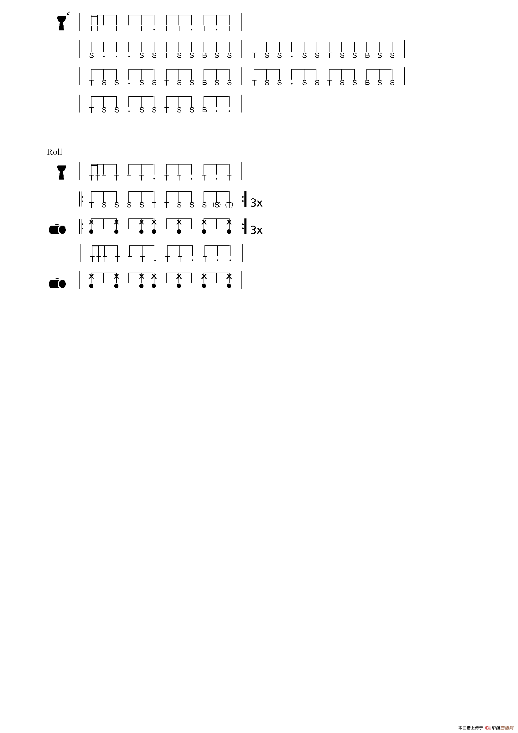 Somba Koro（非洲手鼓谱）