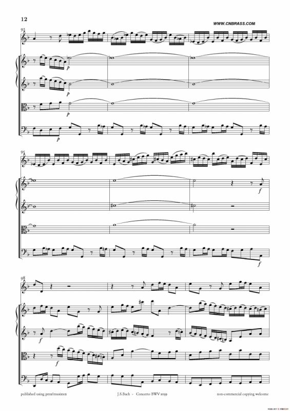 Concerto BWV 1059（双簧管与弦乐D小调协奏曲）