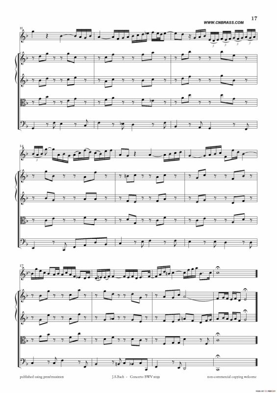 Concerto BWV 1059（双簧管与弦乐D小调协奏曲）