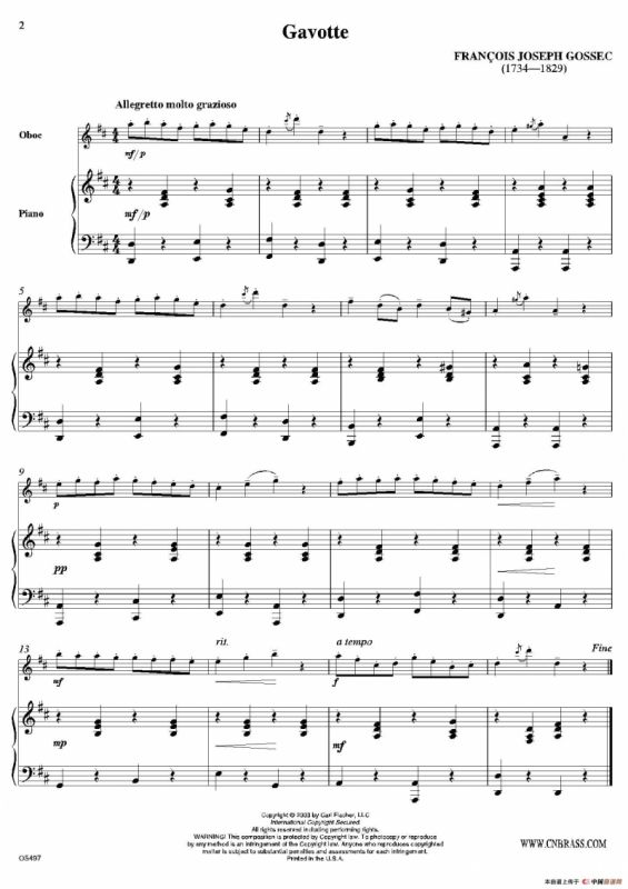 Gavotte（双簧管+钢琴伴奏）