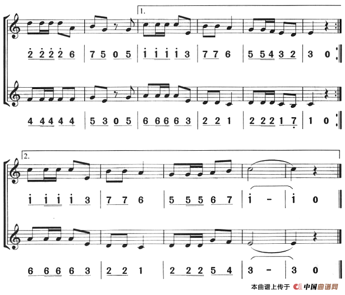 天地之间的歌（八孔竖笛线简谱对照版、二重奏）